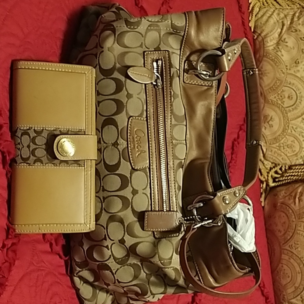 Coach large handbag and checkbook wallet. In